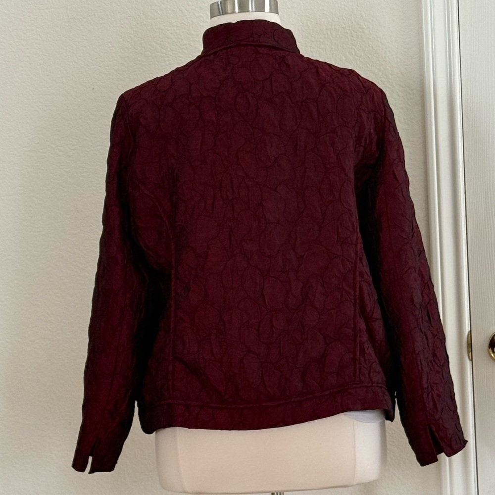 Chico's Deep Burgundy Textured Blazer Size 16 (Chico’s size 3) - Picture 7 of 16
